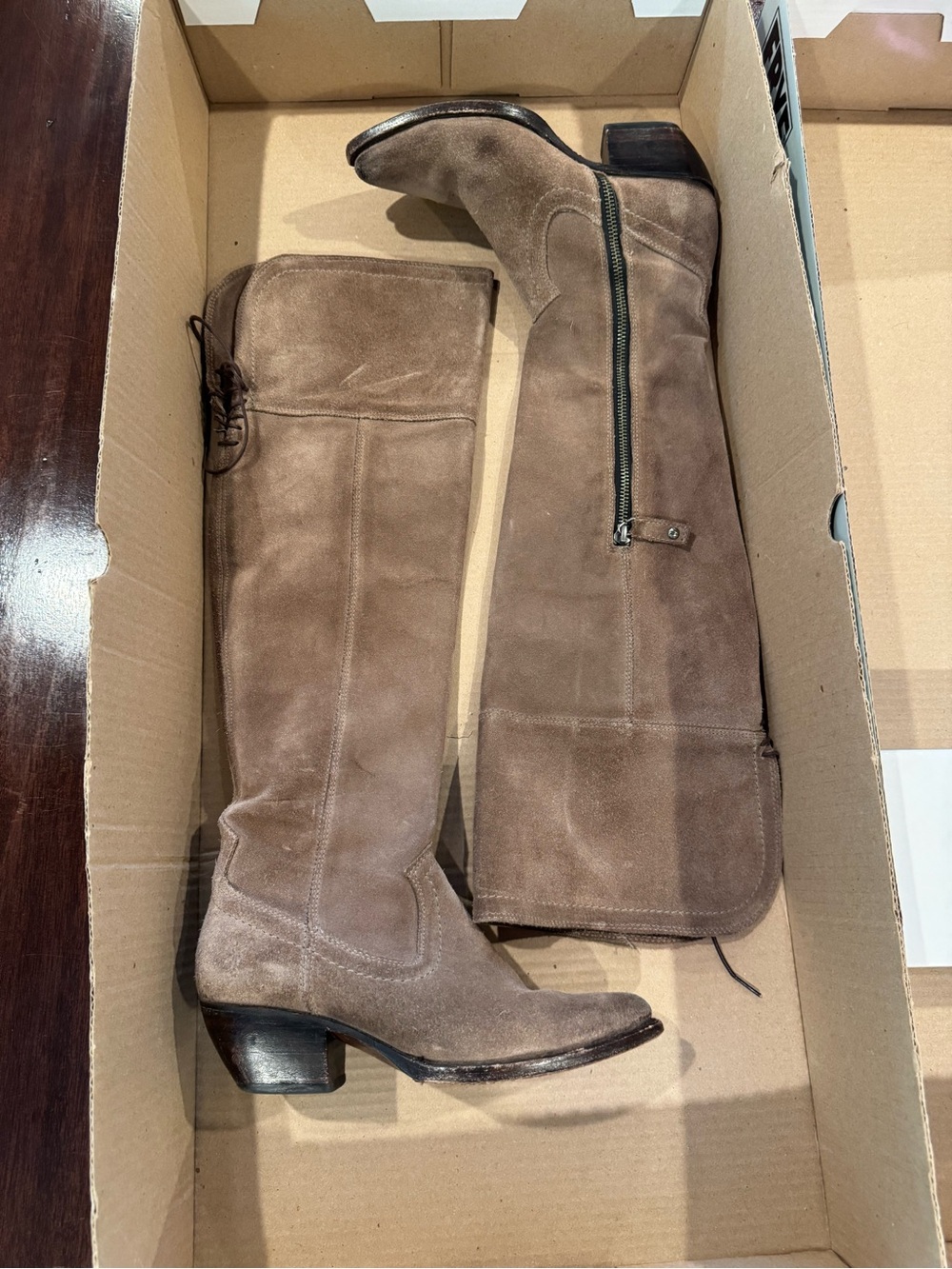 Frye Sacha OTK boots in Ash (taupe) Size 5.5